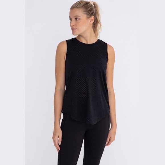 Black mono B tank top with cut out back - Picture 2 of 4